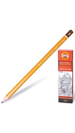 Карандаш чернографитный KOH-I-NOOR 1500, 1 шт., 2B, без резинки, корпус желтый, заточенный, 150002B01170RU