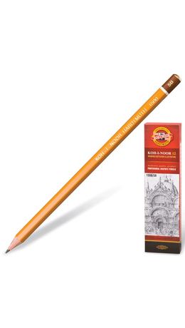 Карандаш чернографитный KOH-I-NOOR 1500, 1 шт., 5B, без резинки, корпус желтый, заточенный, 150005B01170RU