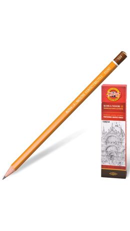 Карандаш чернографитный KOH-I-NOOR 1500, 1 шт., 5H, без резинки, корпус желтый, заточенный, 150005H01170