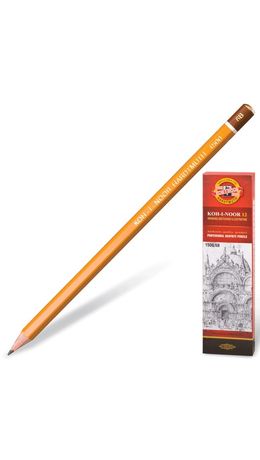 Карандаш чернографитный KOH-I-NOOR 1500, 1 шт., 6B, без резинки, корпус желтый, заточенный, 150006B01170RU