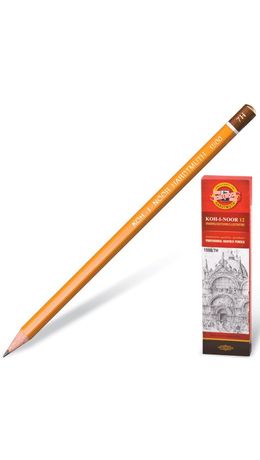Карандаш чернографитный KOH-I-NOOR 1500, 1 шт., 7H, без резинки, корпус желтый, заточенный, 150007H01170