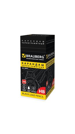 Карандаш чернографитный BRAUBERG, 1 шт., "Touch line", НВ, черный, без резинки, заточенный, 180621