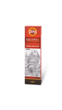 Карандаш чернографитный KOH-I-NOOR 1500, 1 шт., 6B, без резинки, корпус желтый, заточенный, 150006B01170RU