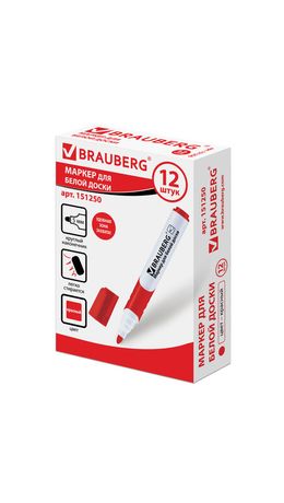 Маркер для доски BRAUBERG "SOFT", резиновая вставка, круглый наконечник 5 мм, красный, 151250