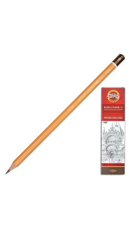 Карандаш чернографитный KOH-I-NOOR, 1 шт., 1500, 7B, без резинки, корпус желтый, заточенный, 150007B01170RU