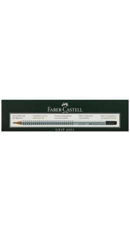 Карандаш чернографитный FABER-CASTELL, 1 шт., "GRIP 2001", HB, трехгранный, серый корпус, с ластиком, 117200