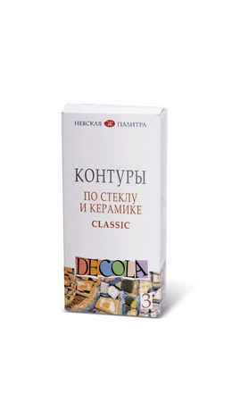 Контуры для работ по стеклу и керамике «Декола», 3 цвета, туба по 18 мл, 5341375