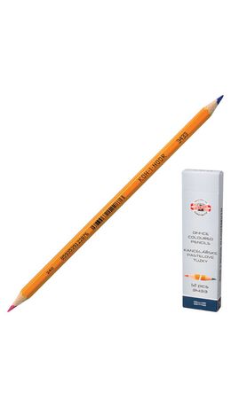 Карандаш двухцветный KOH-I-NOOR, 1 шт., красно-синий, грифель 3,2 мм, желтый корпус, 34330EG001KS