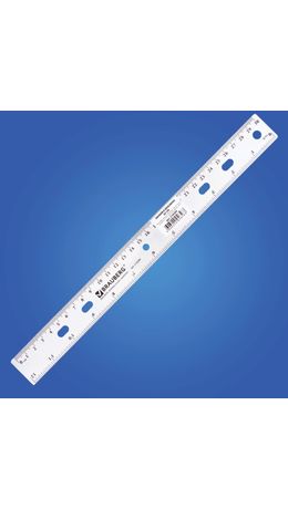 Линейка пластиковая 30 см, BRAUBERG "Crystal", прозрачная, 210284
