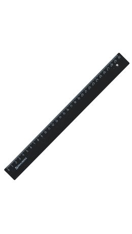 Линейка пластик 30 см, BRAUBERG, непрозрачная, черная, 210612