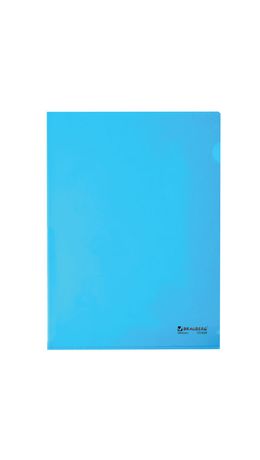 Папка-уголок жесткая BRAUBERG, синяя, 0,15 мм, 221642