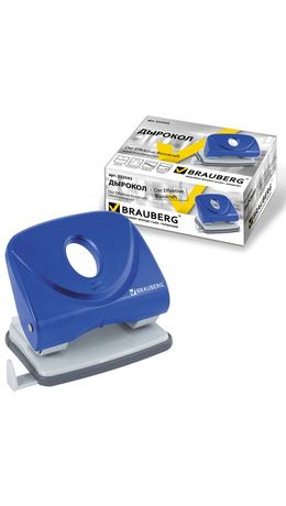 Дырокол BRAUBERG "Einkommen", большой, на 25 листов, синий, 222543