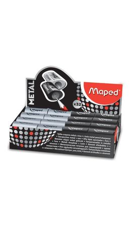 Точилка MAPED (Франция) "Satellite Metal", без контейнера, металлическая, ассорти, дисплей, 534019