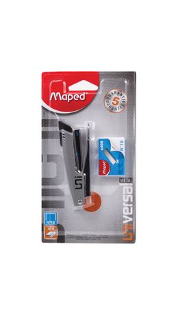 Степлер MAPED (Франция) "Universal Metal", №10, до 12 листов, металлический, серый с черной накладкой, 043500