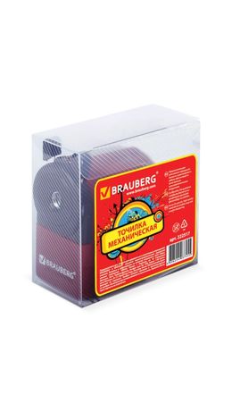 Точилка механическая BRAUBERG, металлический механизм, черный/бордовый, 222517