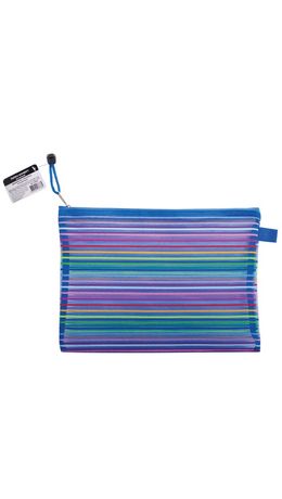 Папка-конверт на молнии BRAUBERG "Stripes", B5+, 310х220 мм, сетчатая ткань, 224047