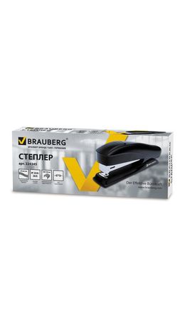Степлер BRAUBERG "Platz", №24/6, 26/6, до 20 л., пластиковый корпус, металлический механизм, черный, 224345