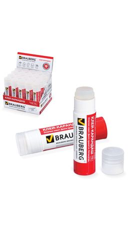 Клей-карандаш BRAUBERG "Crystal", прозрачный, 15 г, 224337