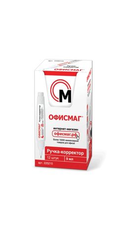 Ручка-корректор ОФИСМАГ, 9 мл, металлический наконечник, 225215