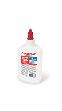 Клей ПВА ОФИСМАГ (бумага, картон, дерево), 125 г, Россия, 225761