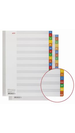 Разделитель картонный А4, 20 листов, алфавитный А-Я, 225х297 мм, HATBER, 4AR 12005, М224809