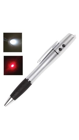 Указка лазерная, радиус 200 м, LED-фонарь, шариковая ручка, линия 0,5 мм, LH612