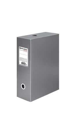 Короб архивный BRAUBERG "Energy", пластик, 10 см (на 900 л.), разборный, серый, 0,9 мм, 236855