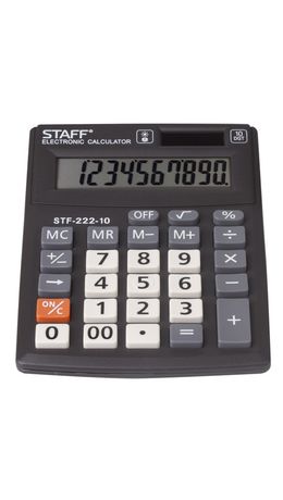 Калькулятор STAFF PLUS настольный STF-222, 10 разрядов, двойное питание, 138x103 мм, 250419