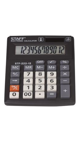 Калькулятор STAFF PLUS настольный STF-222, 12 разрядов, двойное питание, 138x103 мм, 250420