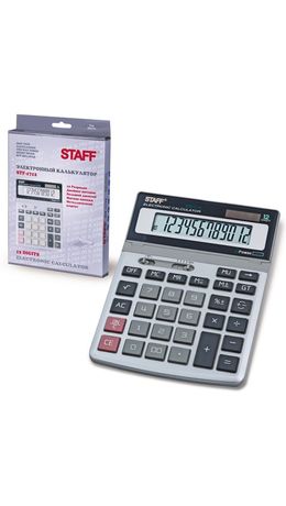 Калькулятор STAFF настольный металлический STF-1712, 12 разрядов, двойное питание, 200х152 мм, 250121