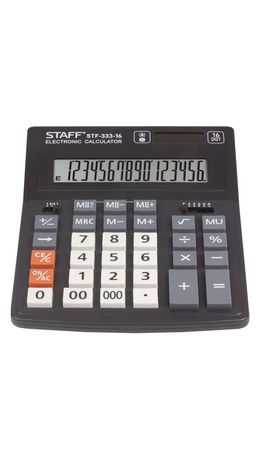 Калькулятор STAFF PLUS настольный STF-333, 16 разрядов, двойное питание, 200x154 мм, 250417
