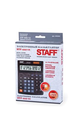 Калькулятор STAFF настольный STF-444-12, 12 разрядов, двойное питание, 199x153 мм, 250303