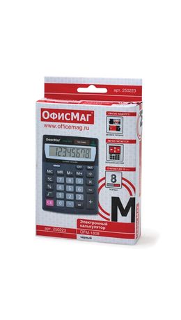 Калькулятор ОФИСМАГ настольный OFM-1808, 8 разрядов, двойное питание, 140х105 мм, 250223