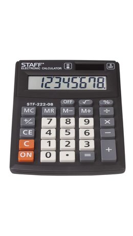 Калькулятор STAFF PLUS настольный STF-222, 8 разрядов, двойное питание, 138x103 мм, 250418