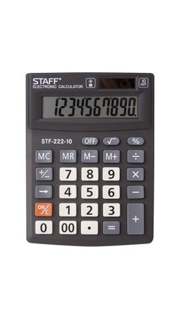 Калькулятор STAFF PLUS настольный STF-222, 10 разрядов, двойное питание, 138x103 мм, 250419