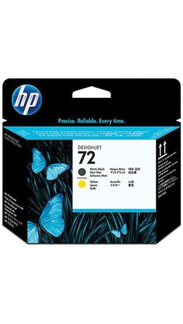 Головка печатающая для плоттера HP (C9384A) Designjet T610/795/1100 и др., №72, черная матовая и желтая, оригинальня