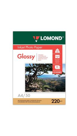 Фотобумага LOMOND для струйной печати, А4, 220 г/м2, 50 л., двухсторонняя глянцевая, 0102089