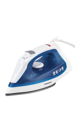 Утюг SONNEN SI-237A, 1800 Вт, антипригарное покрытие, синий/белый, 453504