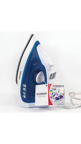 Утюг SONNEN SI-237A, 1800 Вт, антипригарное покрытие, синий/белый, 453504