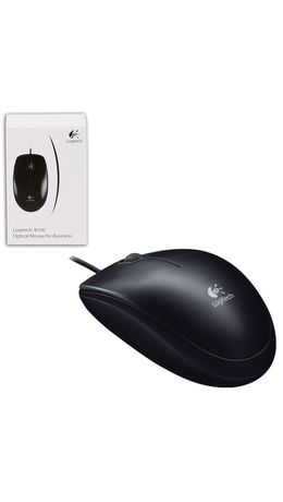Мышь проводная LOGITECH B100, USB, 2 кнопки + 1 колесо-кнопка, оптическая, черная, 910-003357