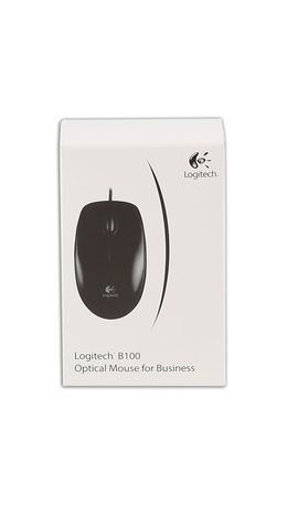 Мышь проводная LOGITECH B100, USB, 2 кнопки + 1 колесо-кнопка, оптическая, черная, 910-003357