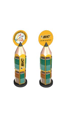 Стойка для выкладки товара напольная BIC, 21х21х90 см, для карандашей, вращающаяся, 944859