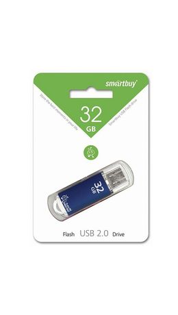 Флэш-диск 32 GB, SMARTBUY V-Cut, USB 2.0, металлический корпус, синий, SB32GBVC-B