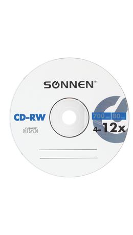 Диск CD-RW SONNEN, 700 Mb, 4-12x, Slim Case (1 штука), 512579
