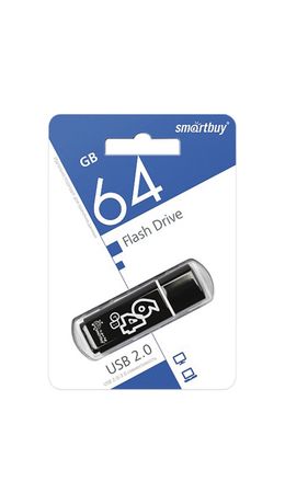 Флэш-диск 64 GB, SMARTBUY Glossy, USB 2.0, черный, SB64GBGS-K
