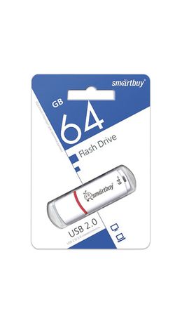 Флэш-диск 64 GB, SMARTBUY Crown, USB 2.0, белый, SB64GBCRW-W
