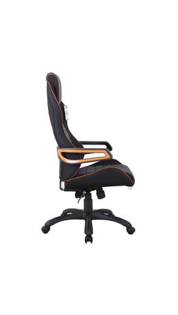 Кресло компьютерное BRABIX Techno Pro GM-003, ткань, черное/серое, вставки оранжевые,