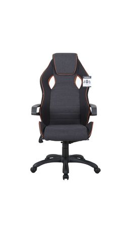 Кресло компьютерное BRABIX Techno Pro GM-003, ткань, черное/серое, вставки оранжевые,