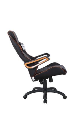 Кресло компьютерное BRABIX Techno Pro GM-003, ткань, черное/серое, вставки оранжевые,