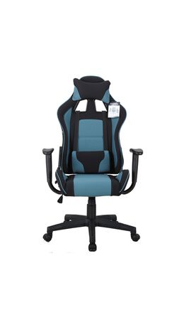 Кресло компьютерное BRABIX GT Racer GM-100, две подушки, ткань, черное/голубое, XXXXX
